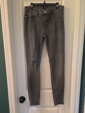 Hudson Charcoal Skinny Jeans with Knee Distress Nico Midrise Super Skinny 27